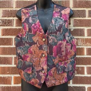 Vintage 90s H. Limited Vintage Paisley Floral Rayon Vest size S